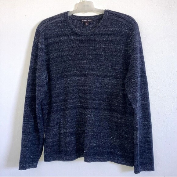 MICHAEL KORS sz XL Cotton Wool Blue Knit Top Long Sleeve Pull Over Sweater - Picture 2 of 5